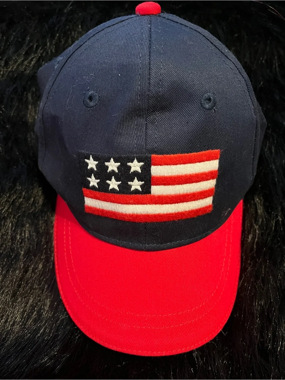 Gymboree Kids Patriotic Red Rim Cap with Embroidered Flag Size 12-24 Months